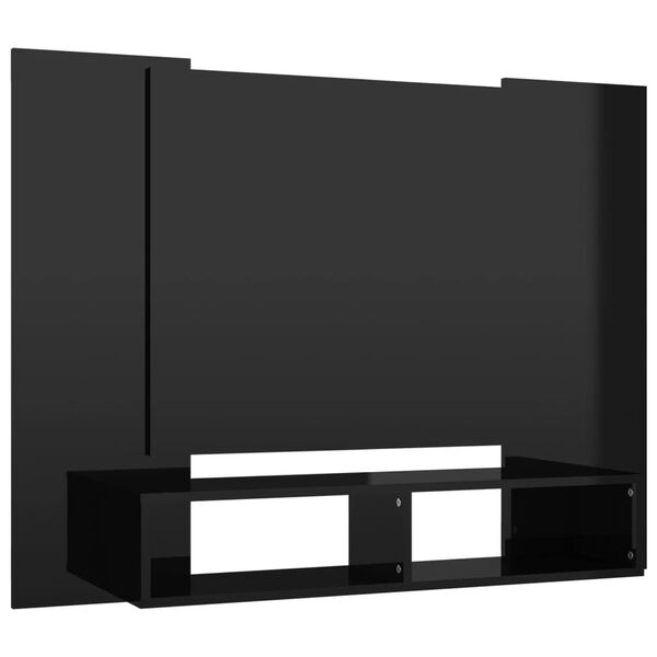 vidaXL Mueble TV de pared contrachapado negro brillante 120x23,5x90 cm
