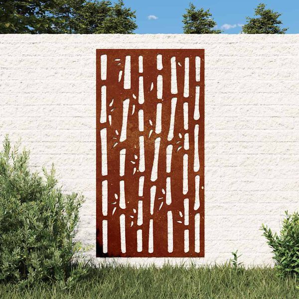 vidaXL Adorno de pared de jard&iacute;n acero corten dise&ntilde;o bamb&uacute; 105x55 cm