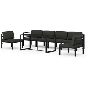 vidaXL Set muebles de jard&iacute;n 7 pzas y cojines aluminio gris antracita