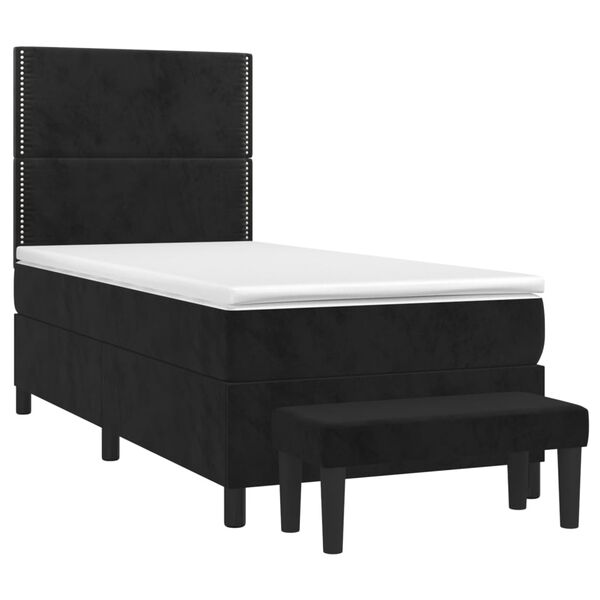 vidaXL Cama box spring con colch&oacute;n terciopelo negro 100x200 cm