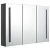 vidaXL Mueble de ba&ntilde;o con espejo LED gris brillante 89x14x62 cm