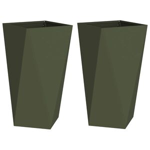 vidaXL Jardinera 2 pcs Verde Oliva 40 x 40 x 75 cm Acero
