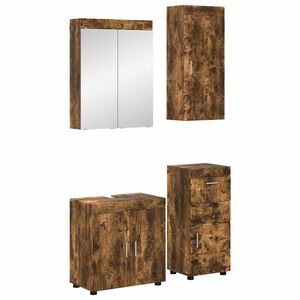 vidaXL Juego de muebles de ba&ntilde;o con caj&oacute;n TULUM Roble ahumado