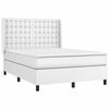 vidaXL Cama box spring colch&oacute;n y LED cuero sint&eacute;tico blanco 140x200 cm