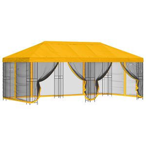 vidaXL Gazebo con paredes laterales 6 x 3 m Amarillo Poli&eacute;ster y Acero