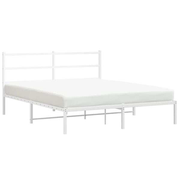 vidaXL Estructura cama sin colch&oacute;n con cabecero metal blanco 160x200cm