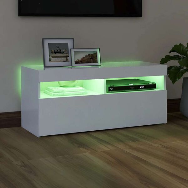 vidaXL Mueble de TV con luces LED blanco 90x35x40 cm