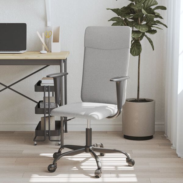 vidaXL Silla de oficina altura ajustable tela gris claro