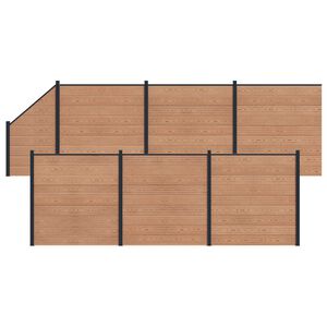 vidaXL Panel de valla 7 pcs WPC y Aluminio Marr&oacute;n