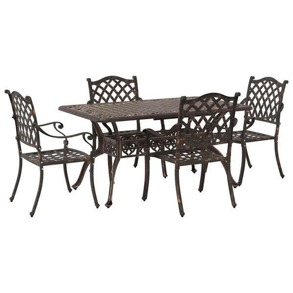 vidaXL Conjunto de Comedor de Jard&iacute;n 5 pcs Bronce Aluminio