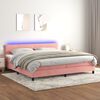 vidaXL Cama box spring colch&oacute;n y LED terciopelo rosa 200x200 cm