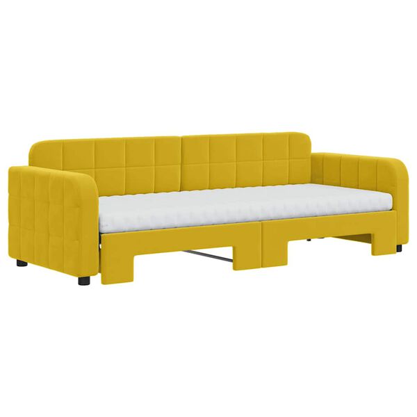 vidaXL Sof&aacute; cama nido con cajones terciopelo amarillo 80x200 cm