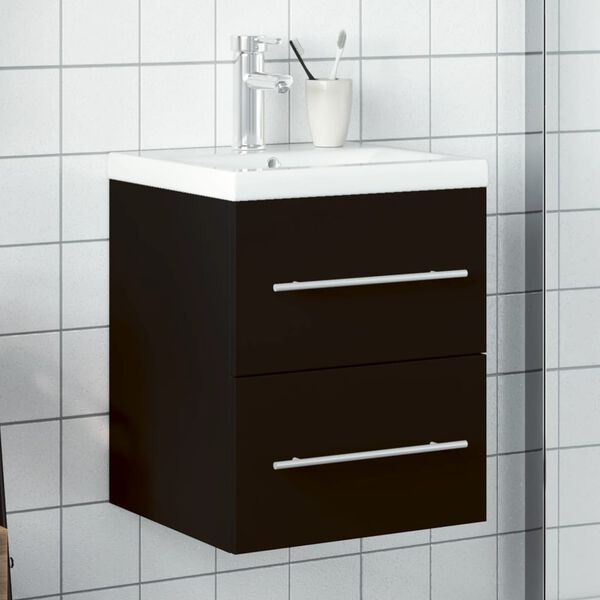 vidaXL Mueble de ba&ntilde;o con lavabo integrado negro