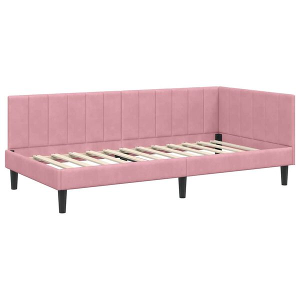vidaXL Estructura de cama en esquina Rosa 90 cm x 200 cm Terciopelo
