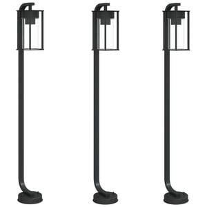 vidaXL L&aacute;mparas de suelo exterior 3 uds acero inoxidable negro 100 cm