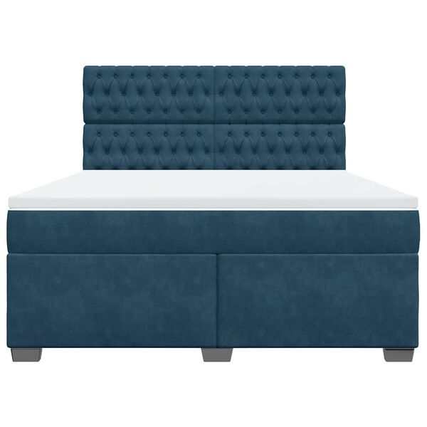 vidaXL Cama box spring con colch&oacute;n terciopelo azul 180x200 cm
