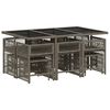 vidaXL Set de comedor de jard&iacute;n 11 pzas y cojines rat&aacute;n sint&eacute;tico gris