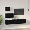 vidaXL Conjunto de mueble de TV 3 pcs Roble Negro Madera de ingenier&iacute;a