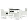 vidaXL Set comedor de jard&iacute;n 5 pzas con cojines rat&aacute;n sint&eacute;tico blanco