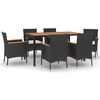 vidaXL Set de comedor de jard&iacute;n 7 pzas y cojines rat&aacute;n sint&eacute;tico negro