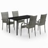 vidaXL Juego de comedor de jard&iacute;n 5 piezas gris y negro