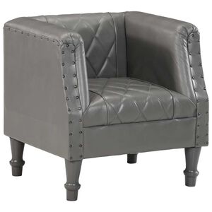 vidaXL Sill&oacute;n de cuero de cabra aut&eacute;ntico gris