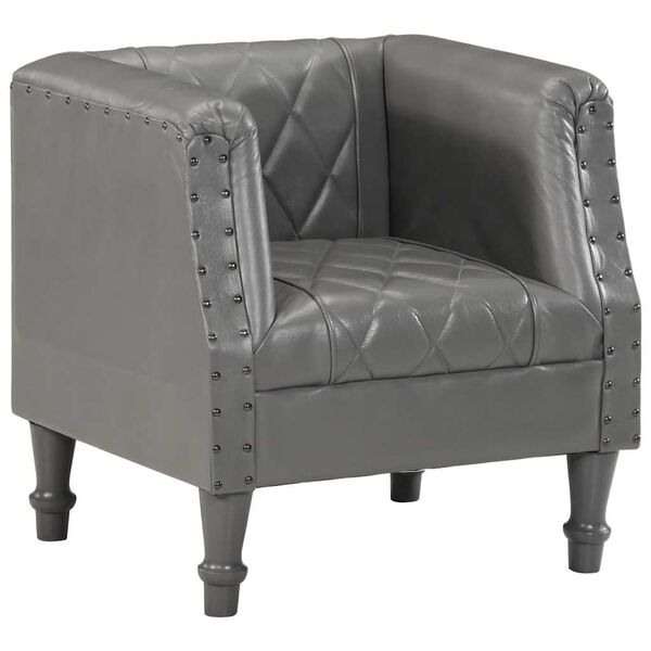 vidaXL Sill&oacute;n de cuero de cabra aut&eacute;ntico gris