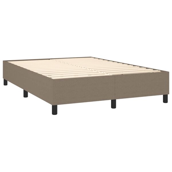 vidaXL Cama box spring con colch&oacute;n tela gris taupe 140x200 cm