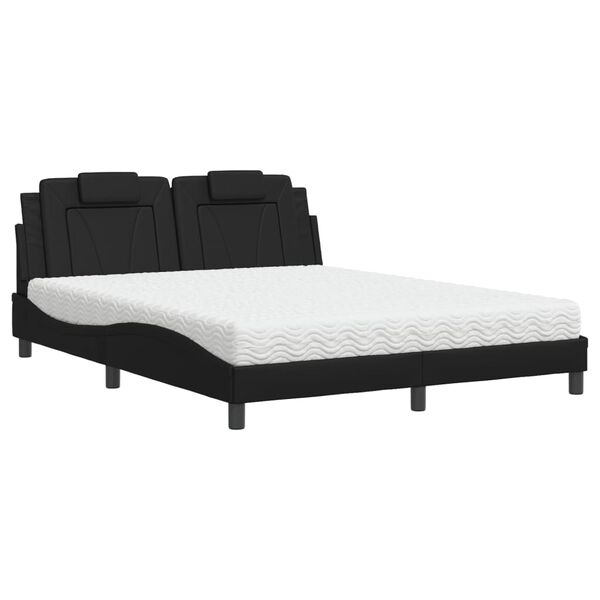 vidaXL Cama Viana con colchón cuero sintético negro 160x200 cm
