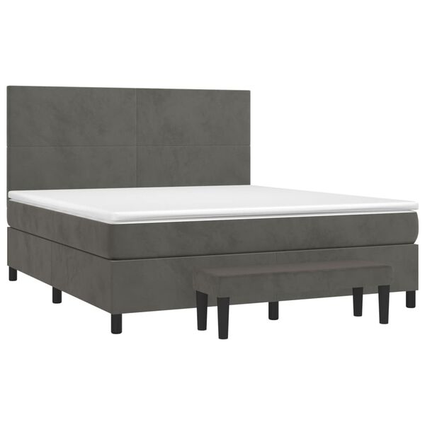 vidaXL Cama box spring con colch&oacute;n terciopelo gris oscuro 180x200 cm