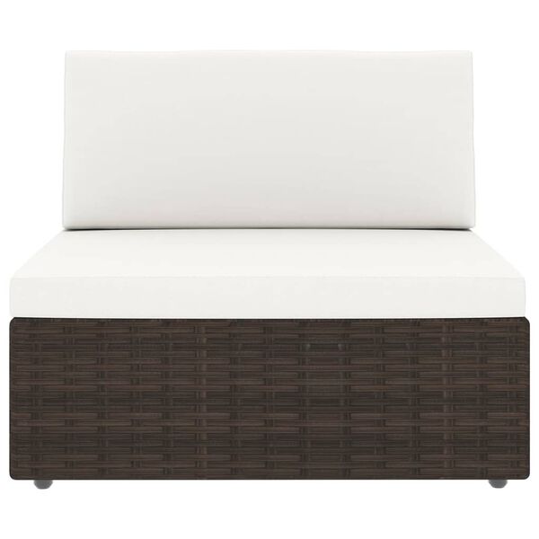 vidaXL Set muebles de jard&iacute;n 9 pzas y cojines rat&aacute;n sint&eacute;tico marr&oacute;n