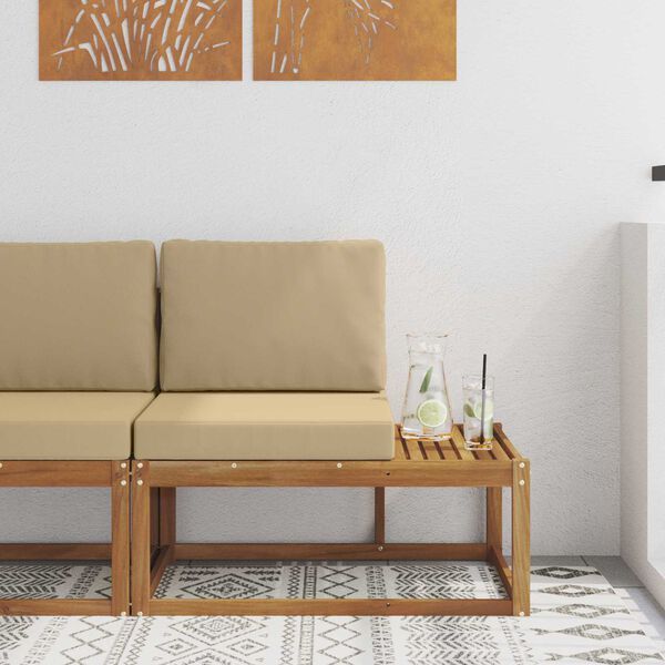 vidaXL Sof&aacute; de esquina exterior con coj&iacute;n Natural 91 x 63 x 73 cm