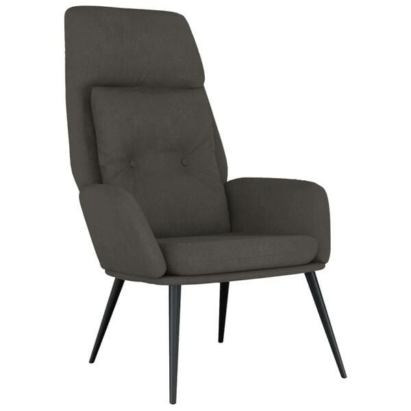 vidaXL Sill&oacute;n de relax de cuero sint&eacute;tico de ante gris oscuro