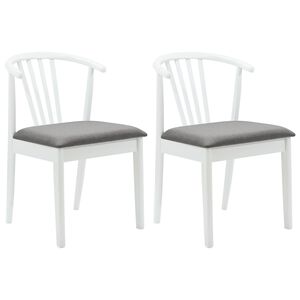 vidaXL Silla de comedor 2 uds. Madera de caucho s&oacute;lida y gris