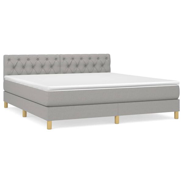 vidaXL Cama box spring con colch&oacute;n tela gris claro 160x200 cm