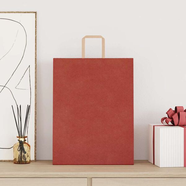 vidaXL Bolsas de papel con asas 250 uds rojo 32x12x42 cm