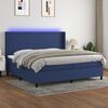 vidaXL Cama box spring colch&oacute;n y luces LED tela azul 200x200 cm