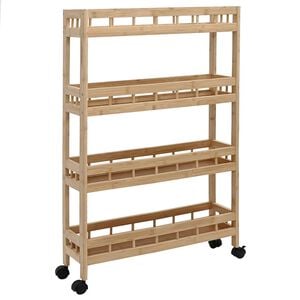 vidaXL Carrito de cocina con ruedas Natural 60 x 18 x 97 cm Bamb&uacute;