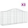 vidaXL Cestas de gaviones 3 uds forma de arco hierro 200x30x80/100 cm