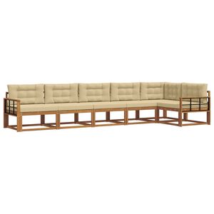 vidaXL Conjunto de sof&aacute;s de exterior con coj&iacute;n 6 pcs Natural y Beige