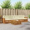 vidaXL Conjunto de sof&aacute;s de exterior con coj&iacute;n 5 pcs Natural y Crema