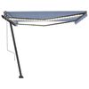 vidaXL Toldo autom&aacute;tico LED sensor de viento azul y blanco 400x300 cm