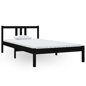 vidaXL Estructura de cama sin colch&oacute;n madera maciza negro 100x200 cm