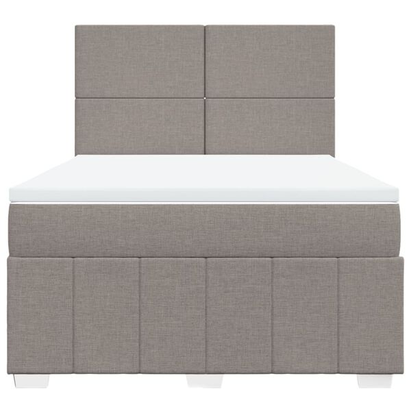 vidaXL Cama box spring con colch&oacute;n tela gris taupe 140x190 cm