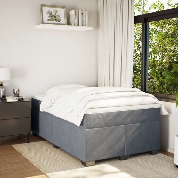 vidaXL Cama box spring con colch&oacute;n terciopelo gris oscuro 120x190 cm