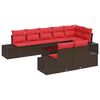 vidaXL Conjunto de sof&aacute;s de jard&iacute;n Marr&oacute;n y Rojo Polirat&aacute;n
