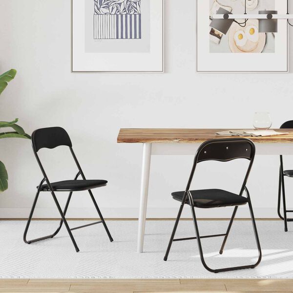 vidaXL Silla Plegable 2 pcs Negro 48 x 44 x 78 cm Terciopelo