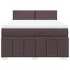 vidaXL Cama box spring con colch&oacute;n tela marr&oacute;n oscuro 160x200 cm