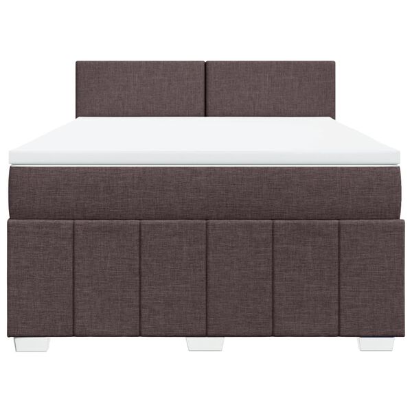 vidaXL Cama box spring con colch&oacute;n tela marr&oacute;n oscuro 160x200 cm