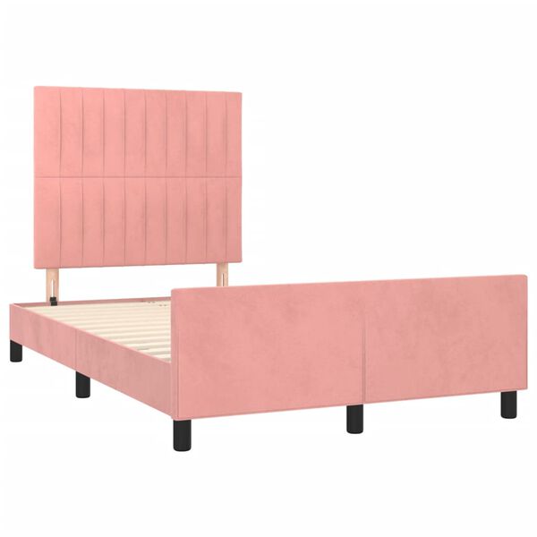 vidaXL Estructura de cama sin colch&oacute;n terciopelo rosa 120x200 cm